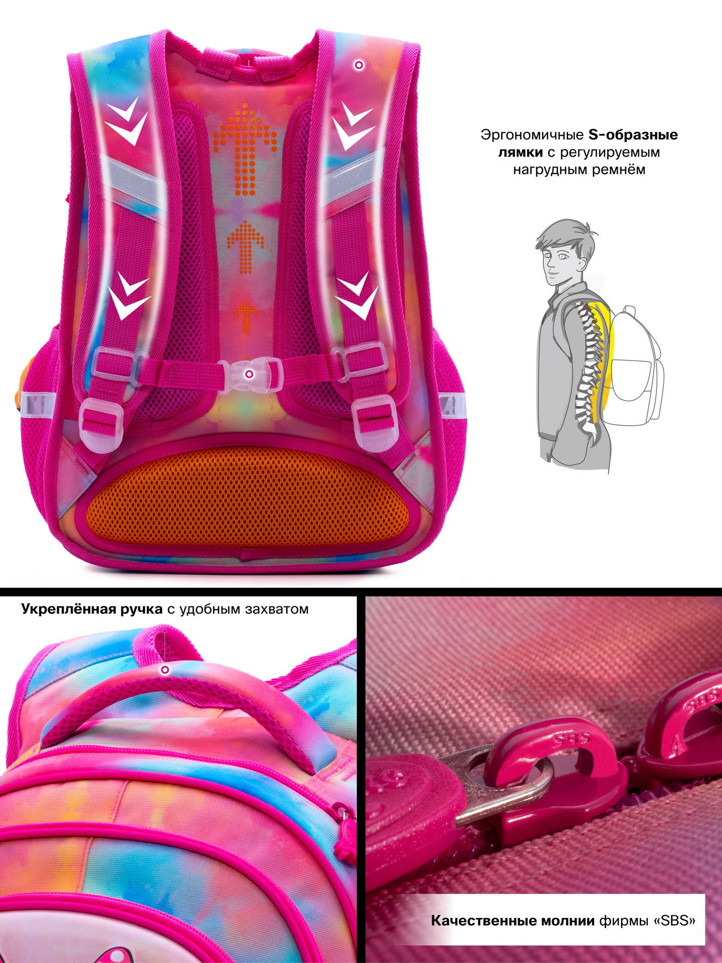 Рюкзак SkyName 17л анатомическая спинка+мишка - фото 8