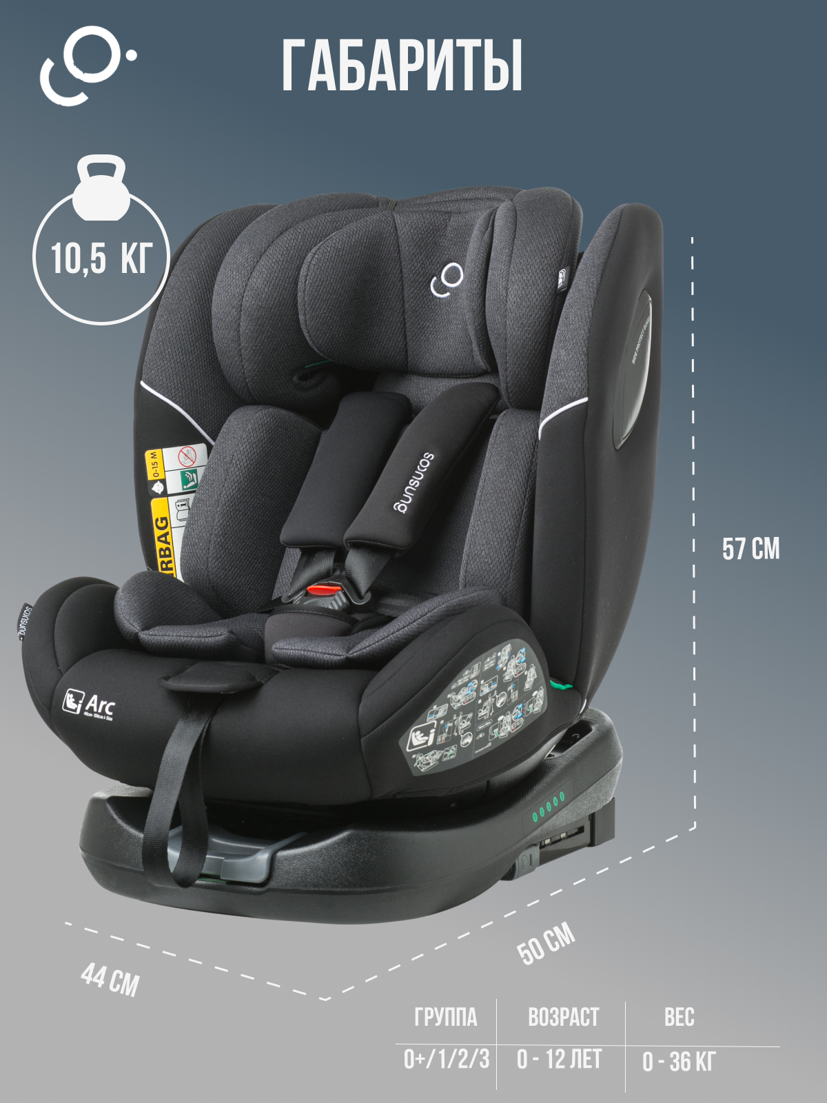Автокресло SoonSung Isofix 0+/1/2/3 (0-36 кг) черный - фото 11