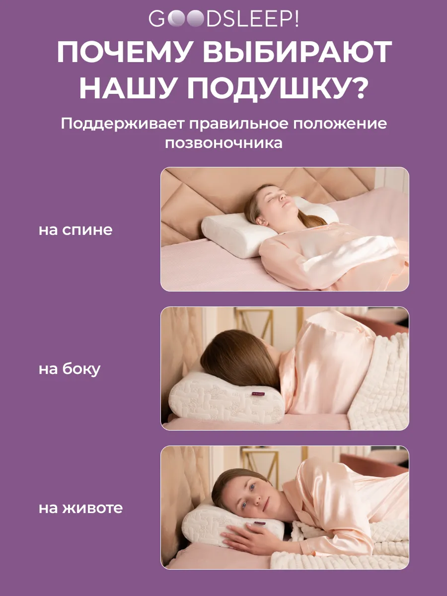 Ортопедическая подушка Goodsleep! Wave Compact с эффектом памяти под голову - фото 4