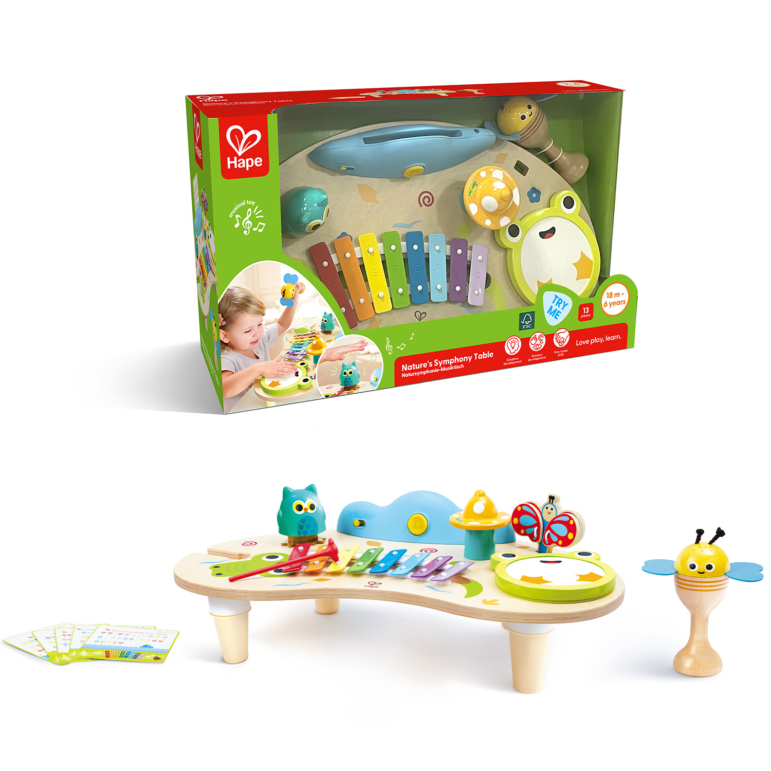 Игрушка музыкальная Hape "Ксилофон" Звуки Природы ксилофон - фото 4