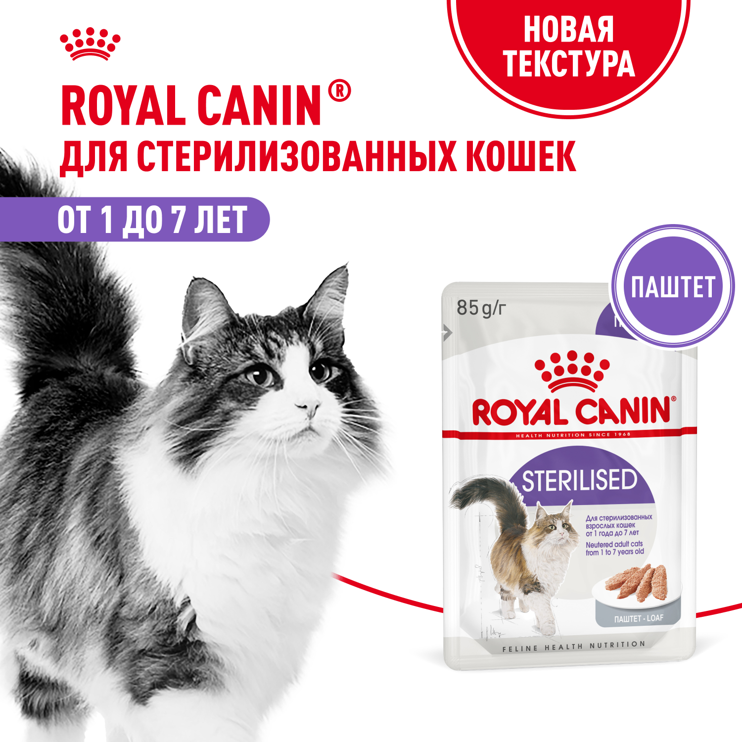 Корм для кошек ROYAL CANIN Indoor Sterilised для взрослых стерилизованных паштет 85г - фото 1