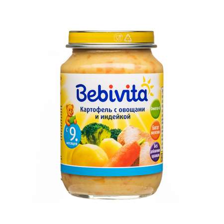 Пюре Bebivita Картофель с овощами и индейкой 190г с 9 месяцев