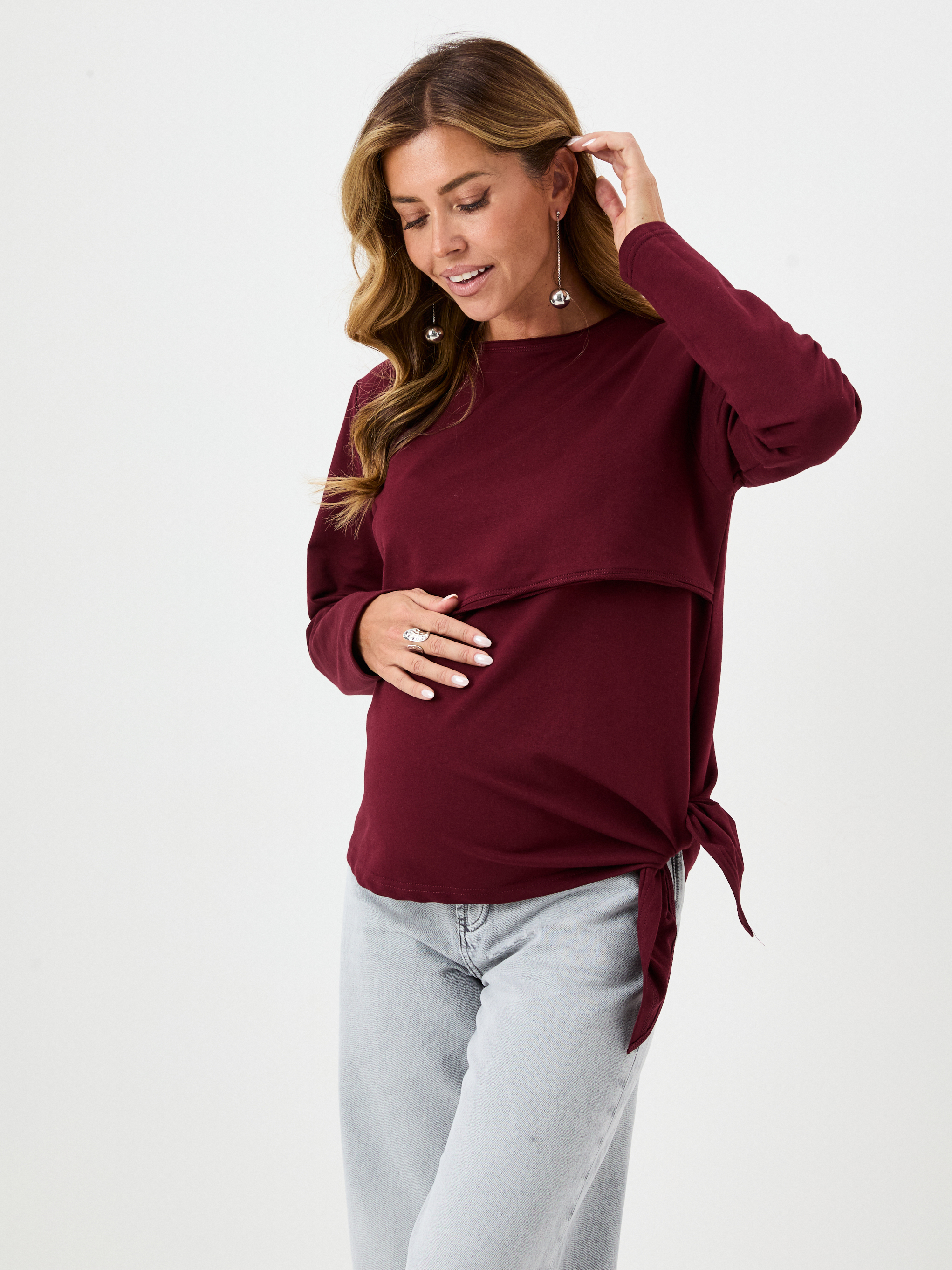 Лонгслив для беременных и кормящих Proud Mom ЛОГР-0500-бордо - фото 9