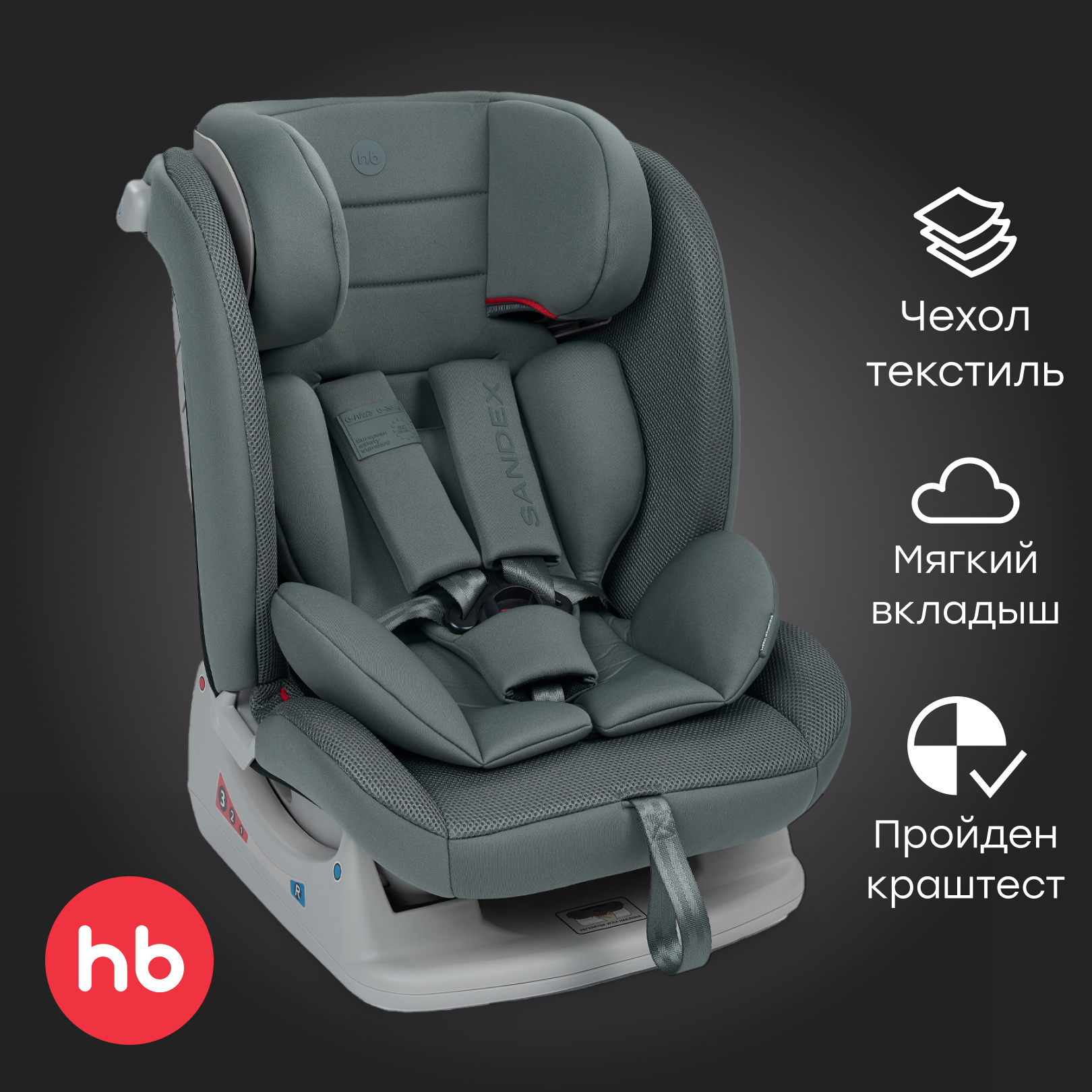 Автокресло Happy Baby Sandex 0+/1/2/3 (0-36 кг) зеленый - фото 1