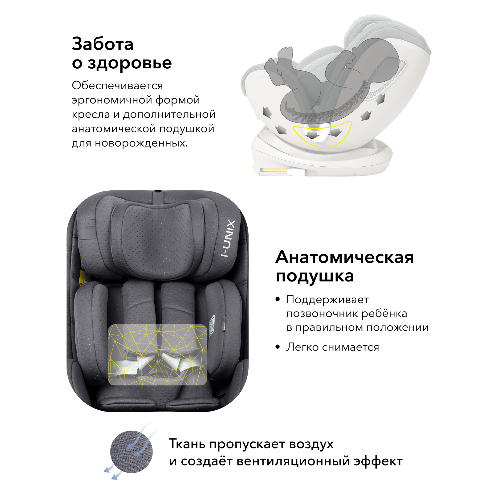 Автокресло Happy Baby I-Unix Isofix 0+/1/2/3 (0-36 кг) серый - фото 4