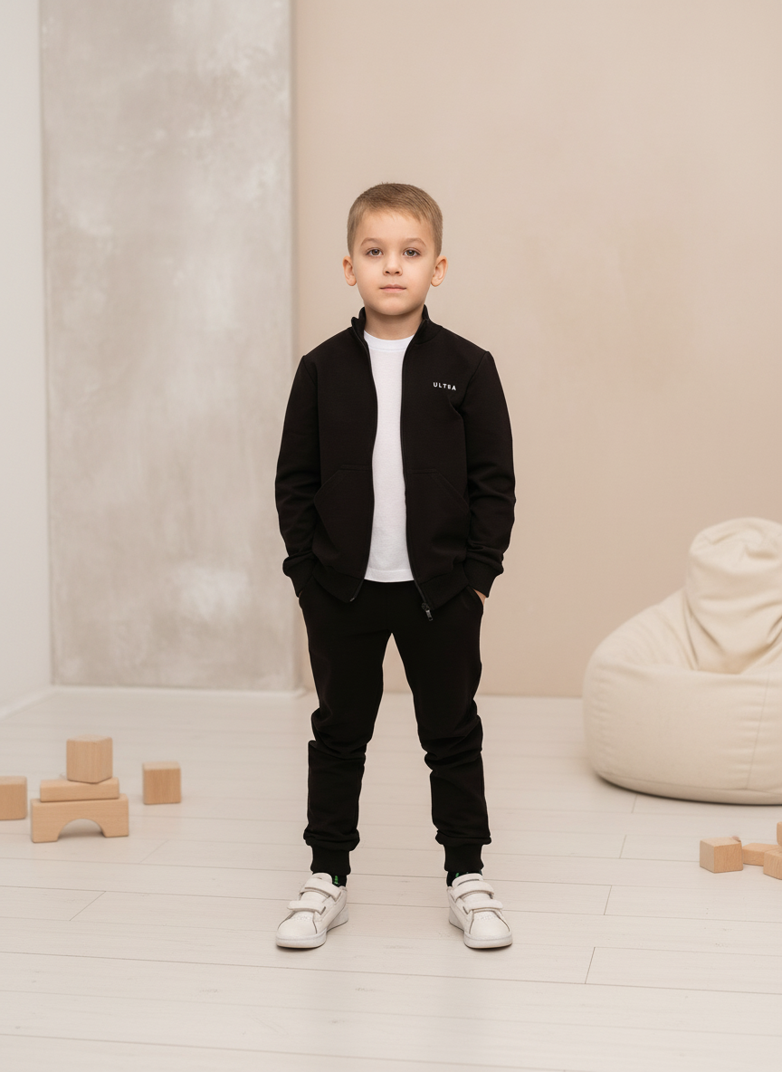 Изображение товара Спортивный костюм для мальчика Утенок 134 с толстовкой и брюками черный всесезонный
