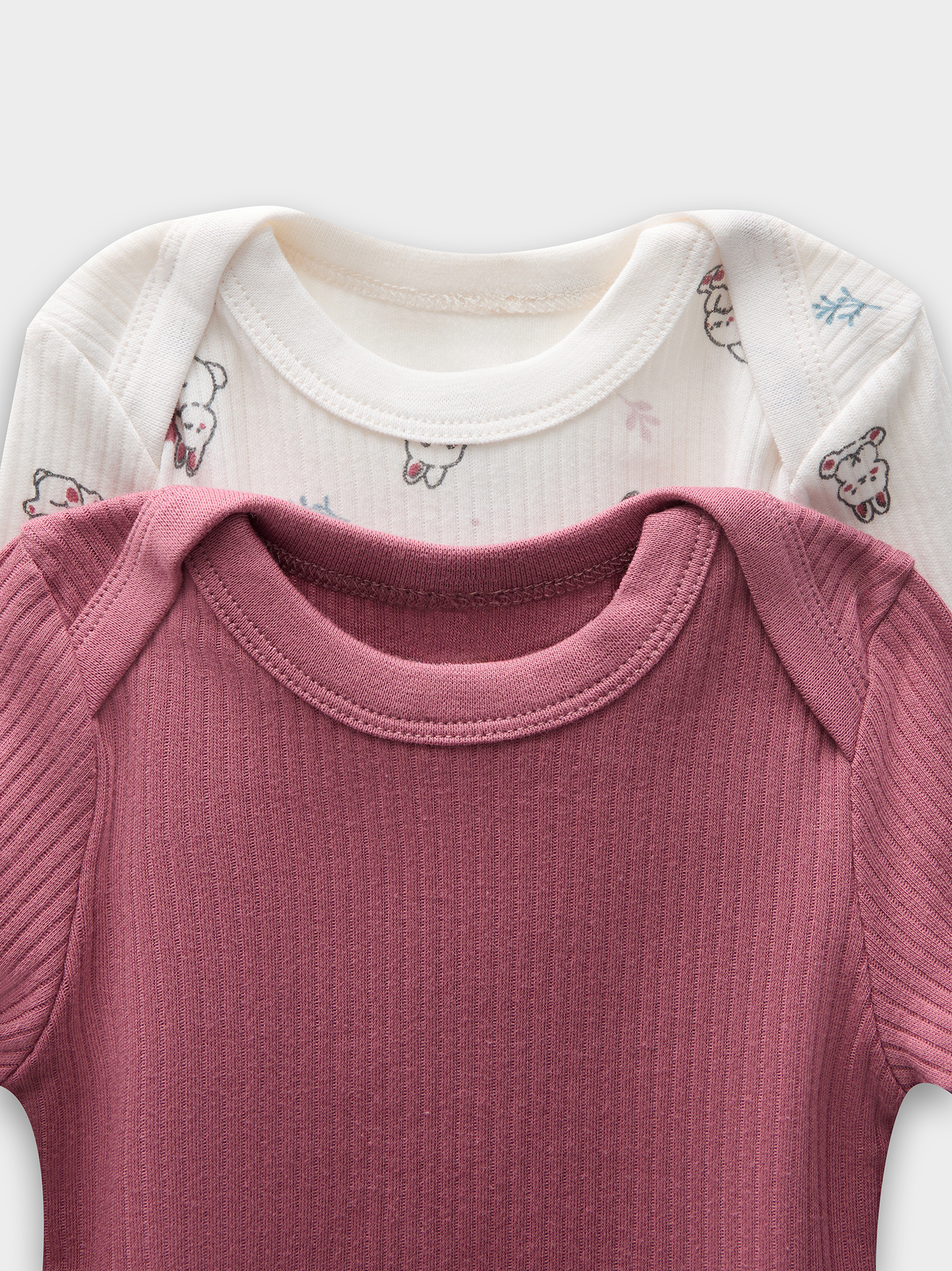 Боди 2 шт Mark Formelle (Марк Формэль) 13018-2/зайчики на зв.белом +дымчатая роза - фото 4