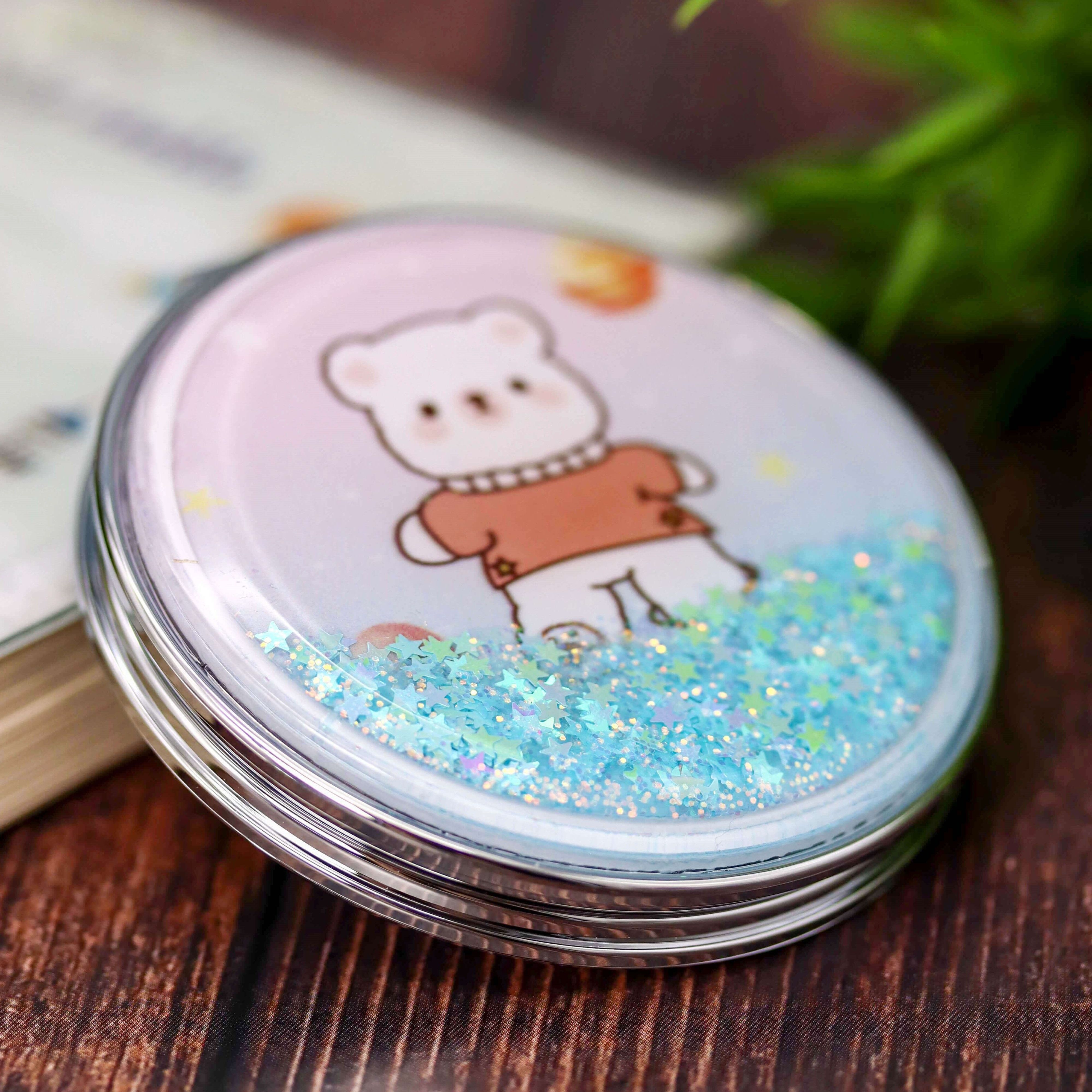 Зеркало карманное iLikeGift Cosmos bear blue с увеличением - фото 3