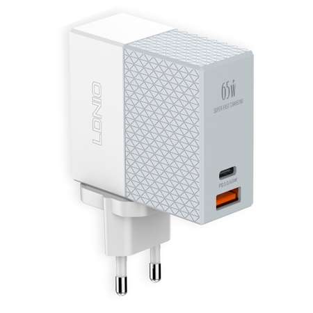 Сетевое зарядное устройство LDNIO A2620C + кабель PD/PD + QC 3.0 / 2USB 3-20V 65W / белый