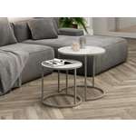 Стол журнальный SLINE Верона керамогранит 40/50 белый глянец/титан