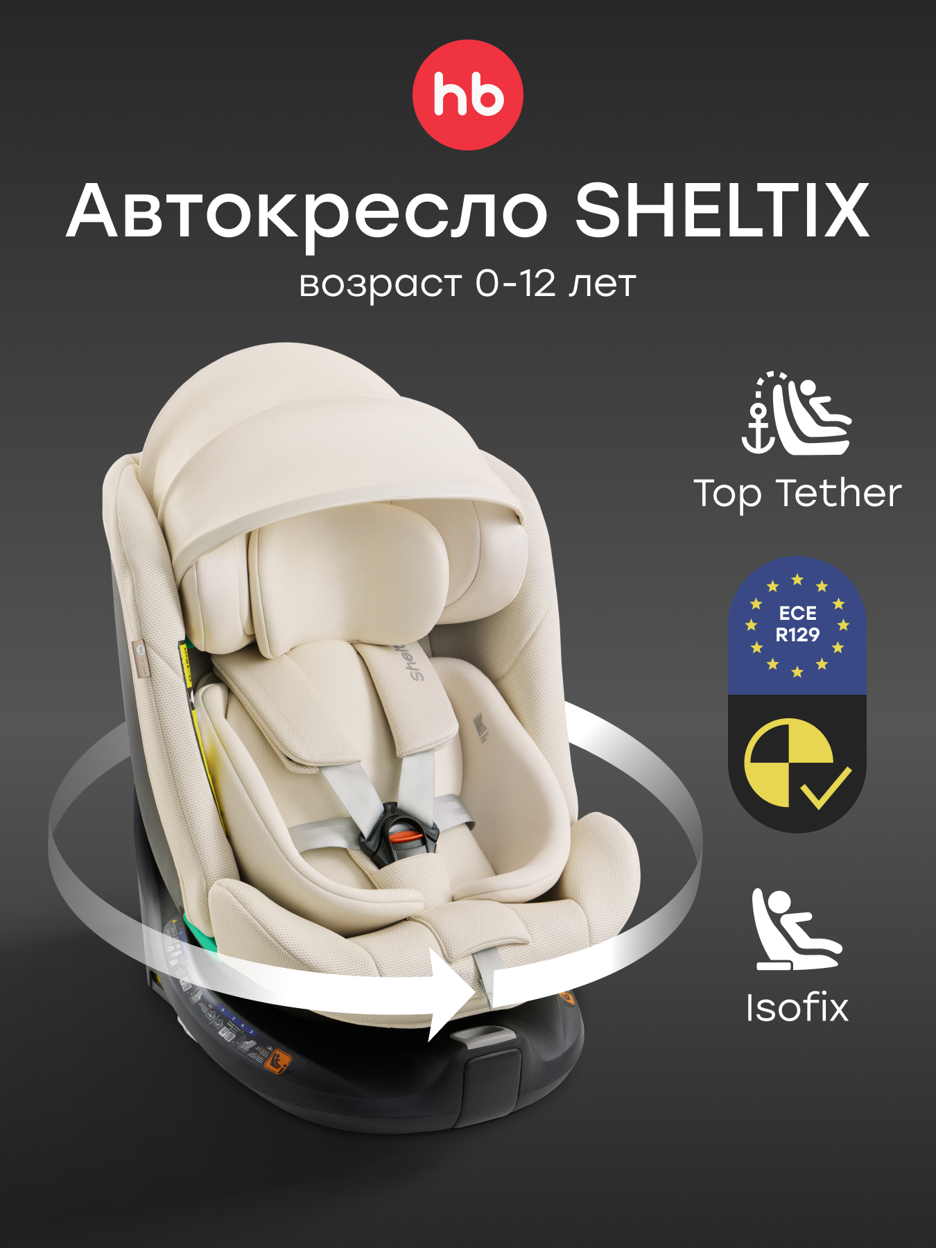 Автокресло Happy Baby Sheltix Isofix 0+/1/2/3 (0-36 кг) белый - фото 1