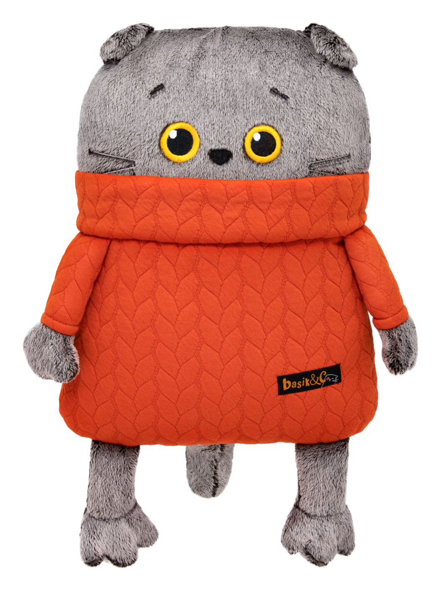 Мягкая игрушка BUDI BASA Кот Басик в свитере с косами - фото 1