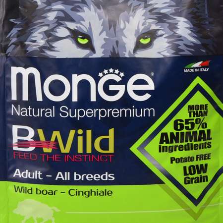 Корм для собак MONGE Bwild Dog Boar взрослых всех пород с мясом дикого кабана сухой 2кг