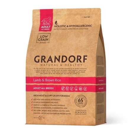 Корм для собак Grandorf ягненок с бурым рисом 3кг
