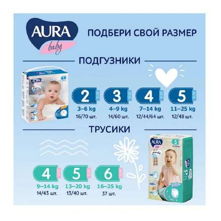 Подгузники AURA BABY L 44 шт.