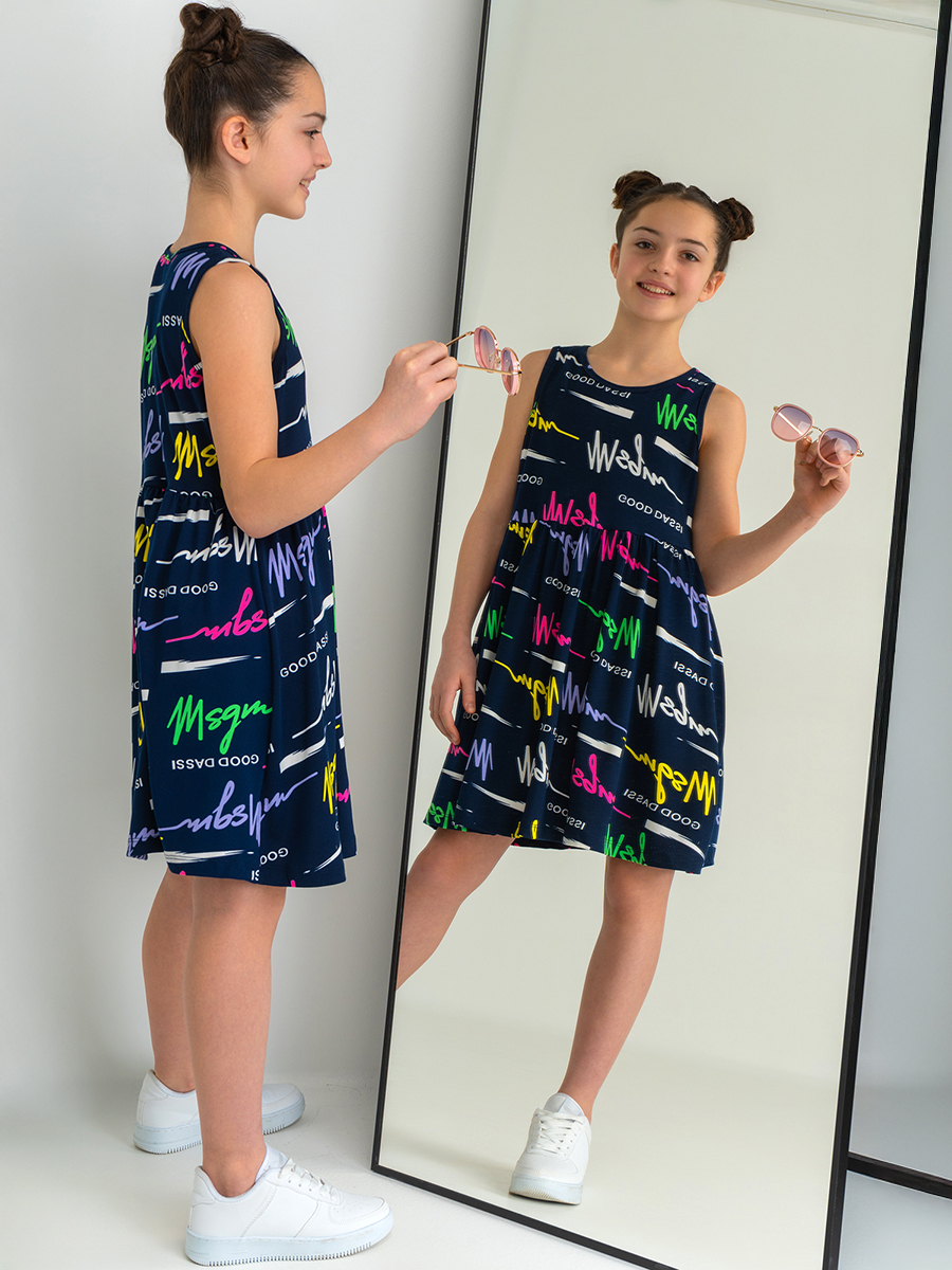 Платье HappyFox HF00199т.синий.с.надписями - фото 7