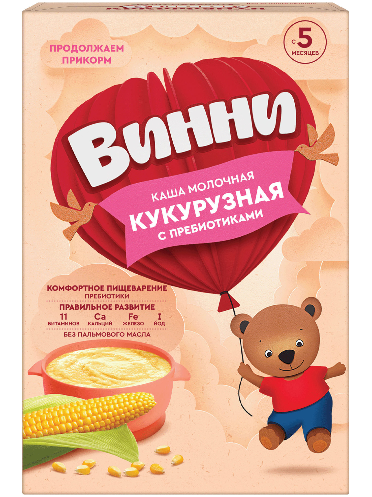 Каша Винни молочная кукурузная с пребиотиком 200г с 5месяцев - фото 1