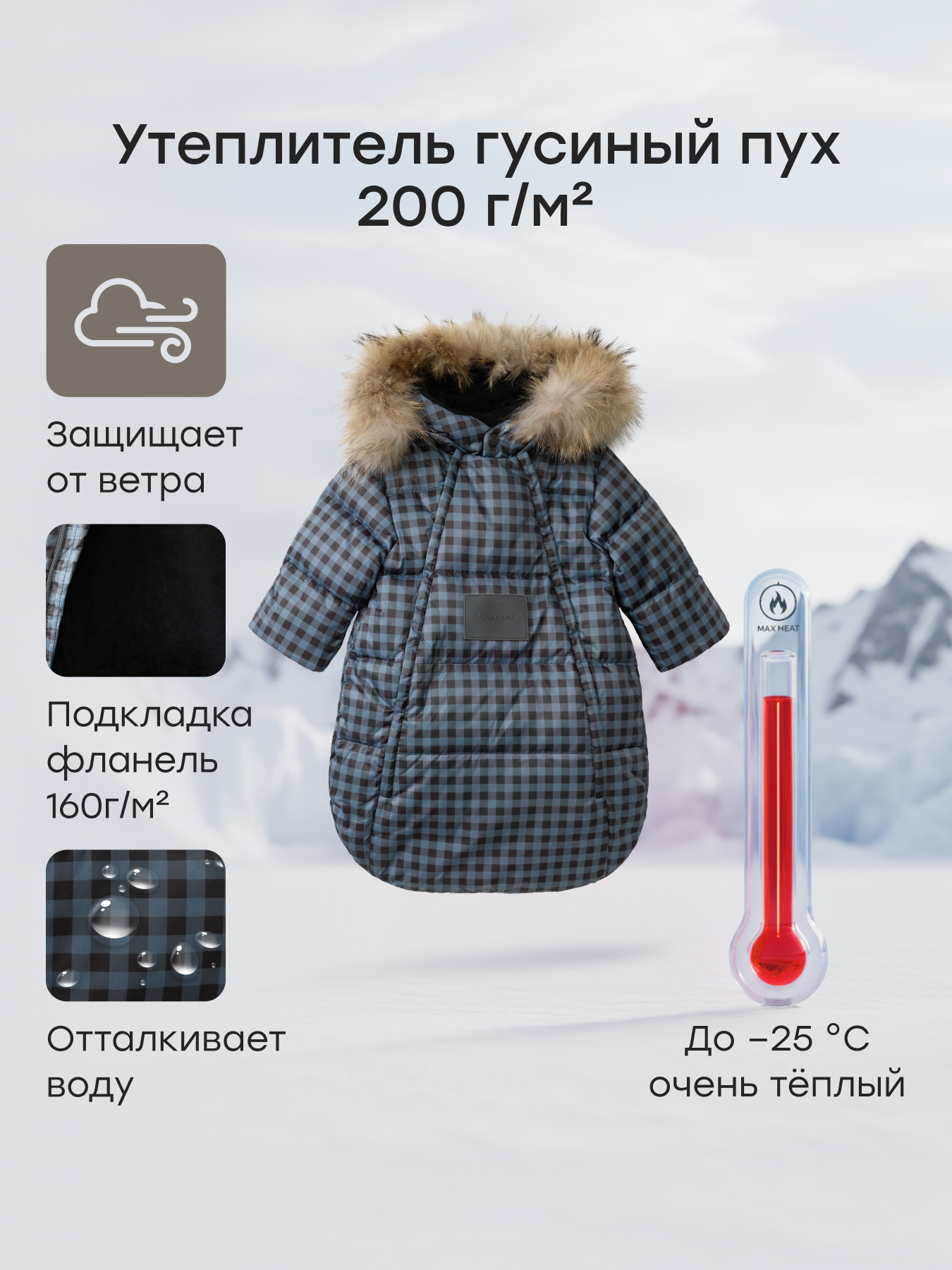 Конверт в коляску Happy Baby для новорожденных синий - фото 2