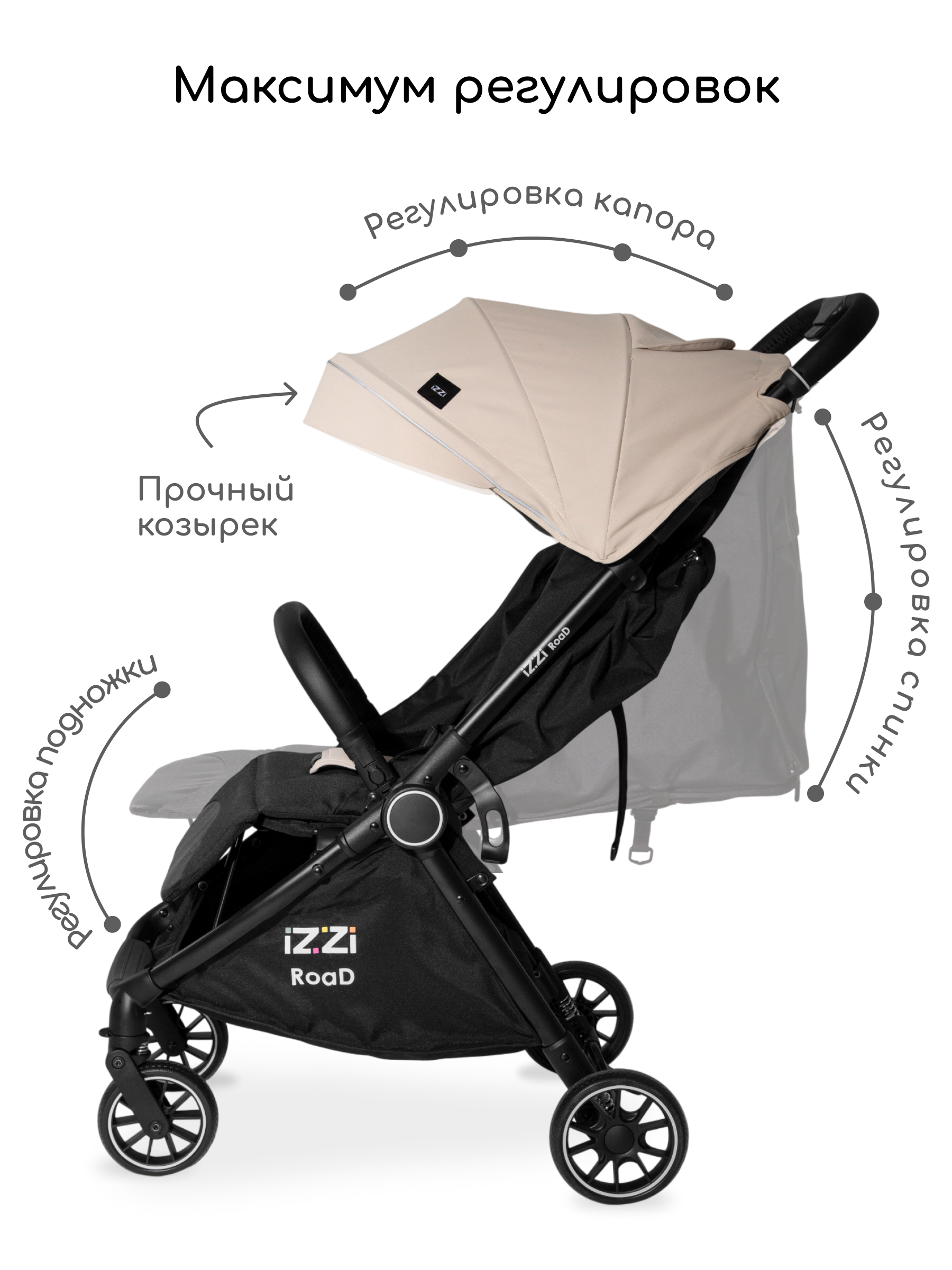 Коляска прогулочная iZZi для путешествий бежевый - фото 3