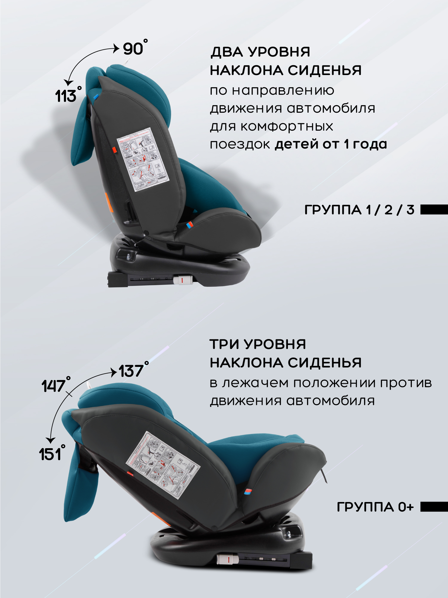 Автокресло Amarobaby Brilliant Isofix 0+/1/2/3 (0-36 кг) бирюзовый - фото 8