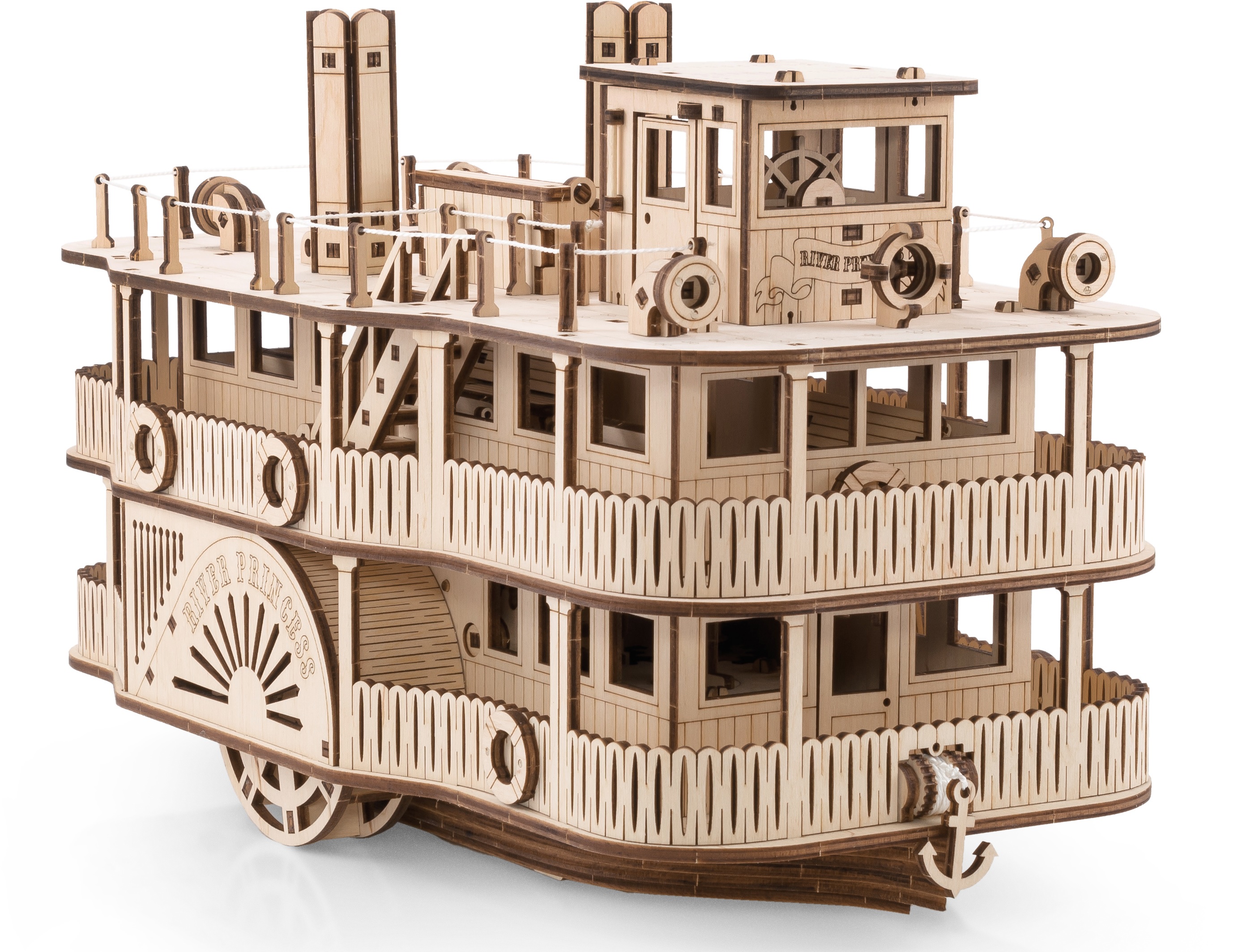 Конструктор Eco Wood Art Колесный пароход деревянный - фото 6