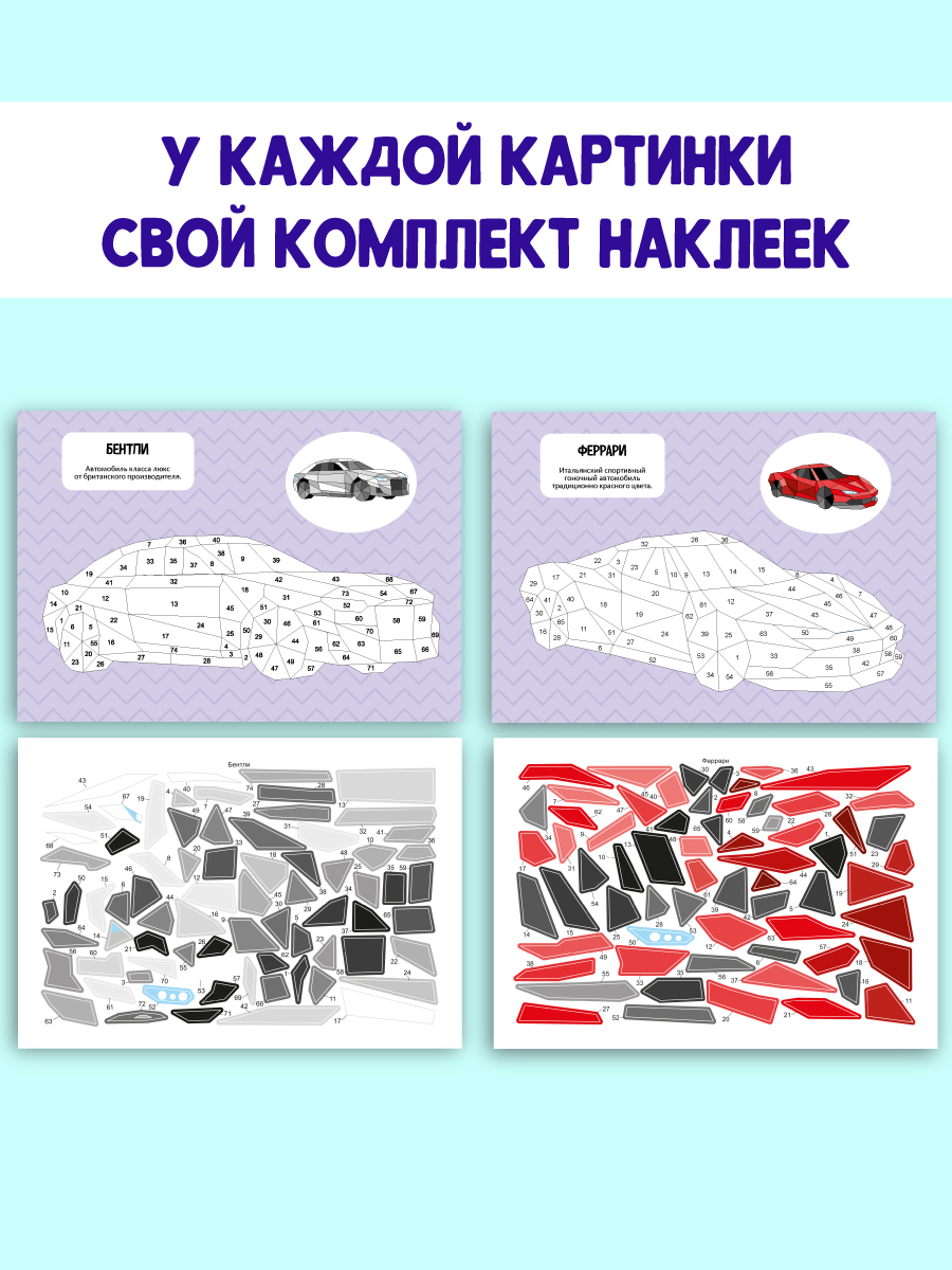 Раскраска Проф-Пресс наклейками по номерам. 4 картинки. А4. Машины - фото 6