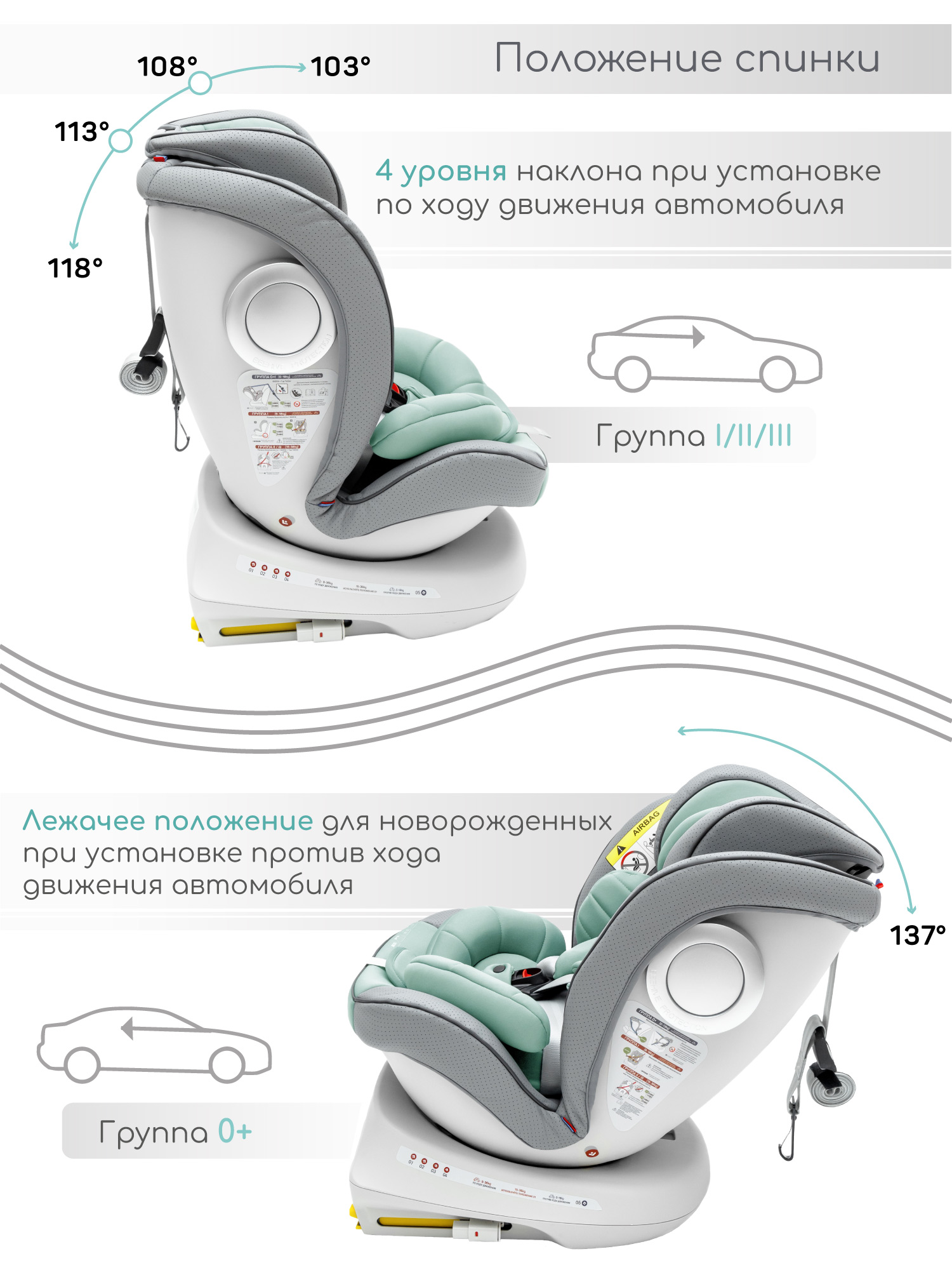 Автокресло Amarobaby Champion Isofix 0+/1/2/3 (0-36 кг) бирюзовый - фото 12