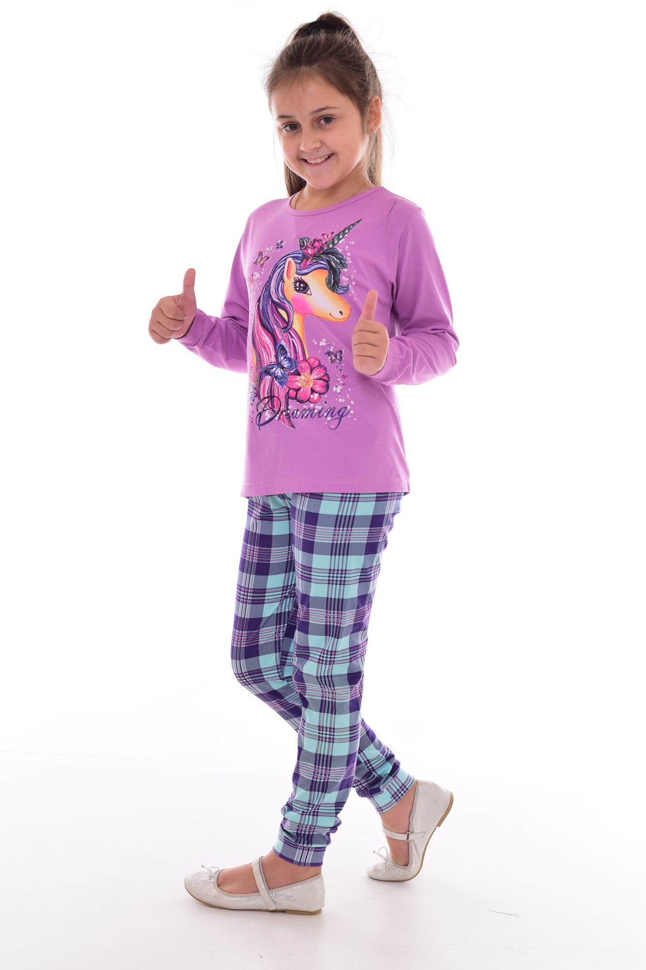 Пижама Новое кимоно 12-073в (лиловый) Единорог - фото 2