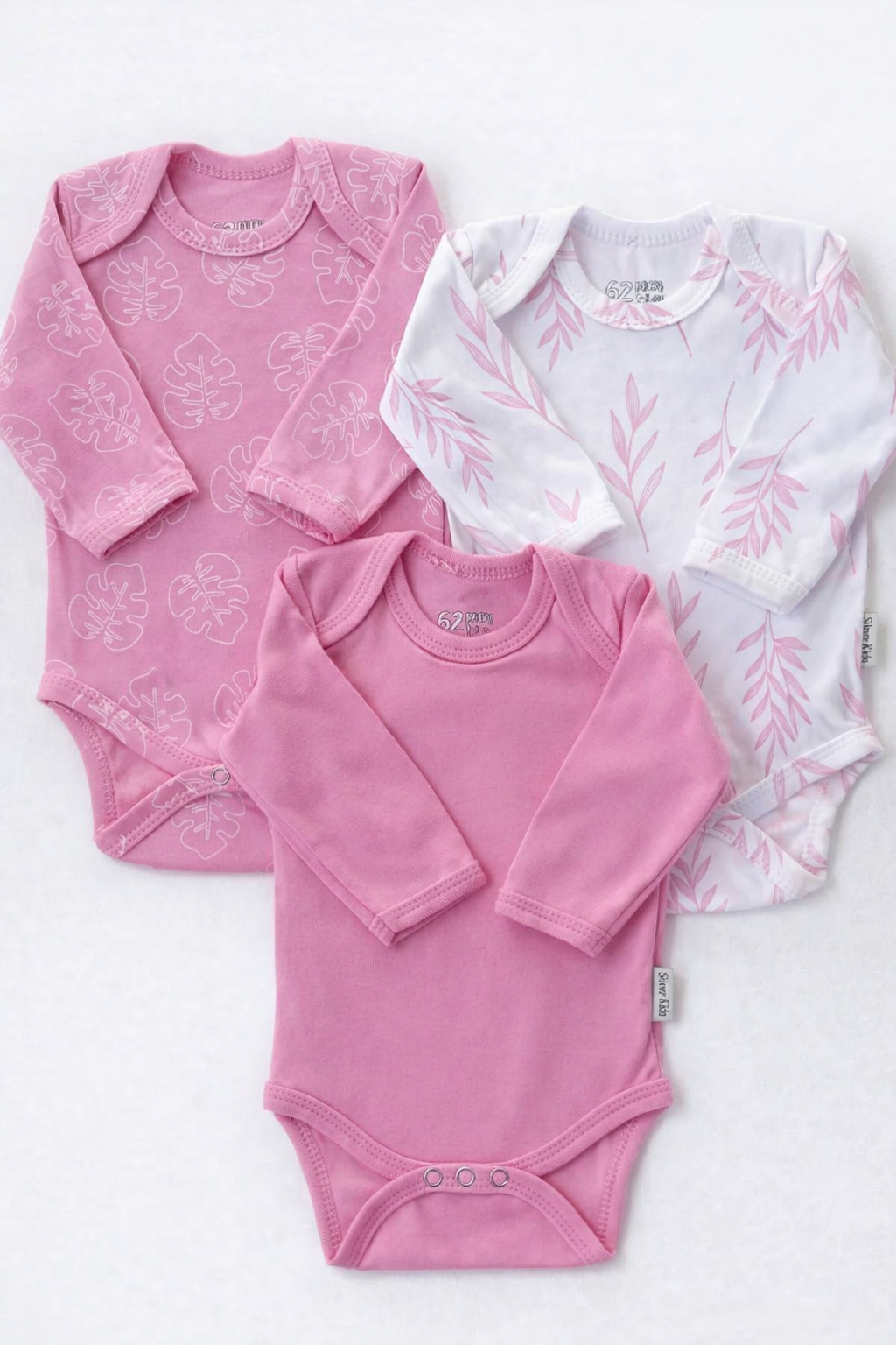 Боди 3 шт Супер Пупс нбр/3пр/боди/SK20розовыйлисточкиветочки - фото 1