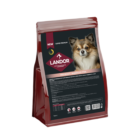 Корм для собак Landor 1кг мелких пород c индейкой и уткой сухой