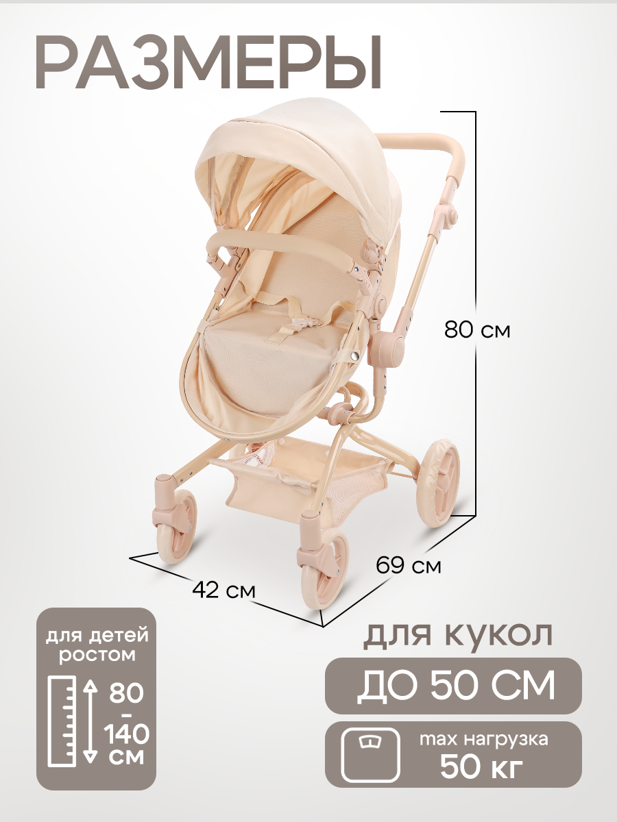 Коляска 2 в 1 для кукол Рыжий кот 9695-NB - фото 3