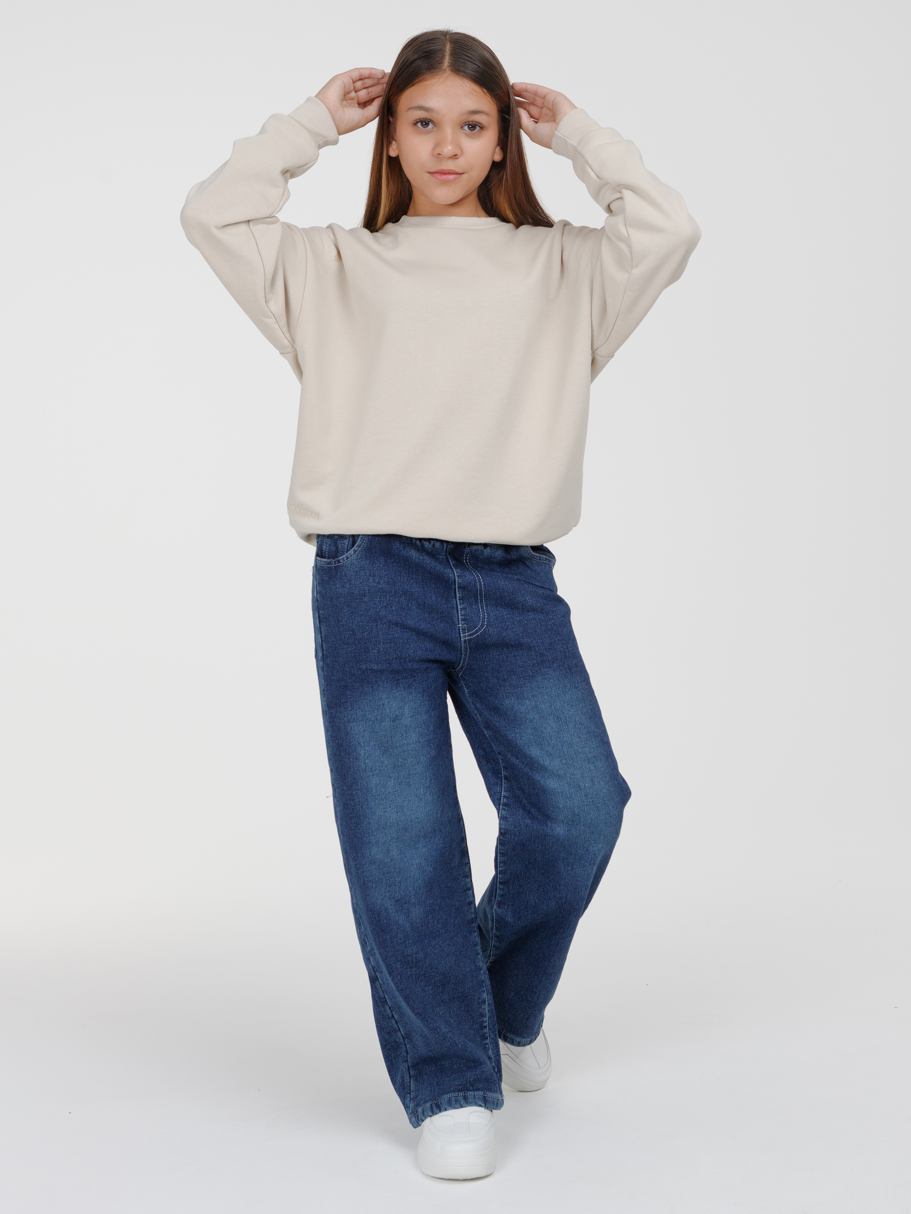 Изображение товара Джинсы для девочек СИНИЙ МИР 152 утепленные трубы с ремнем