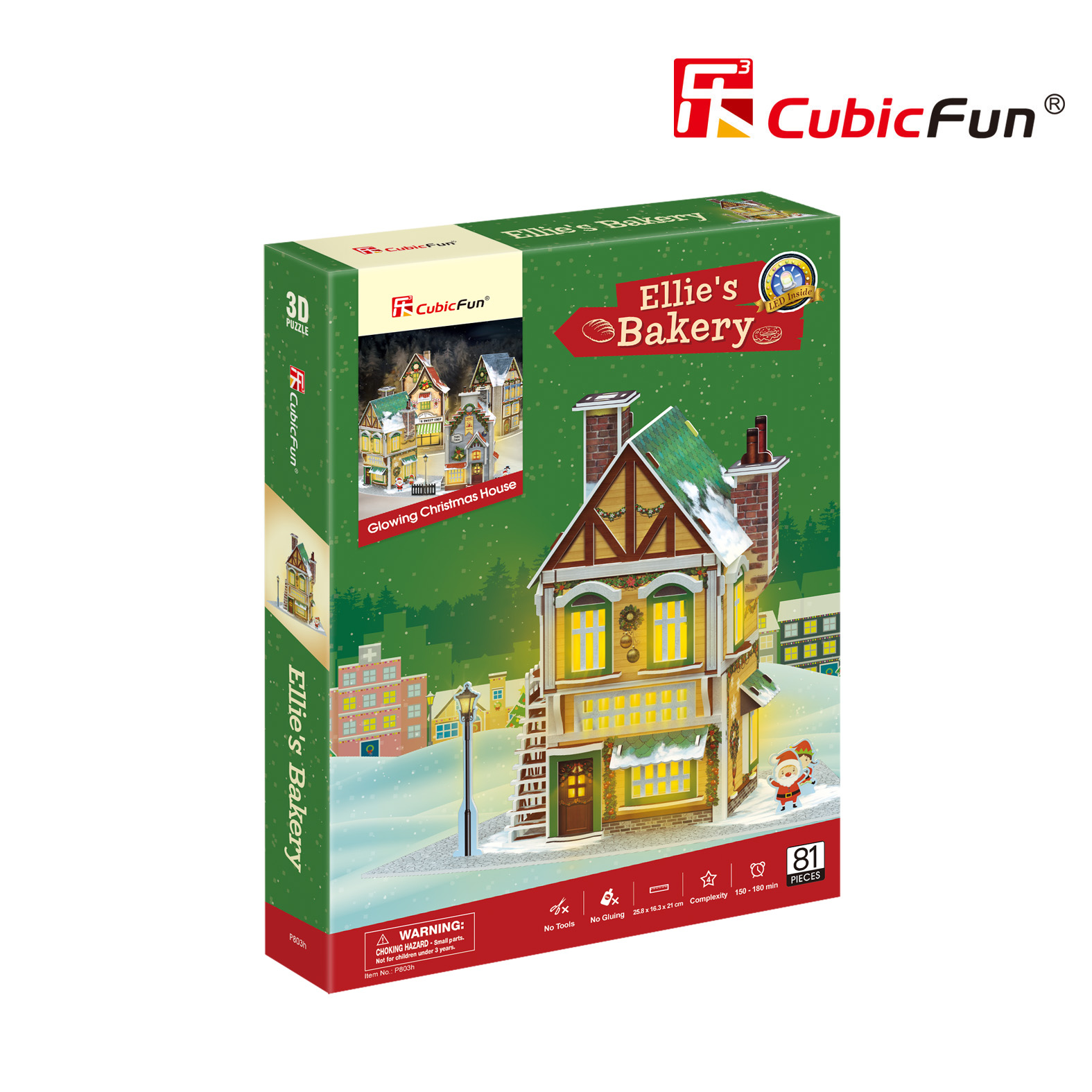 Пазл 3D CubicFun Новогодняя пекарня LED-свет - фото 2