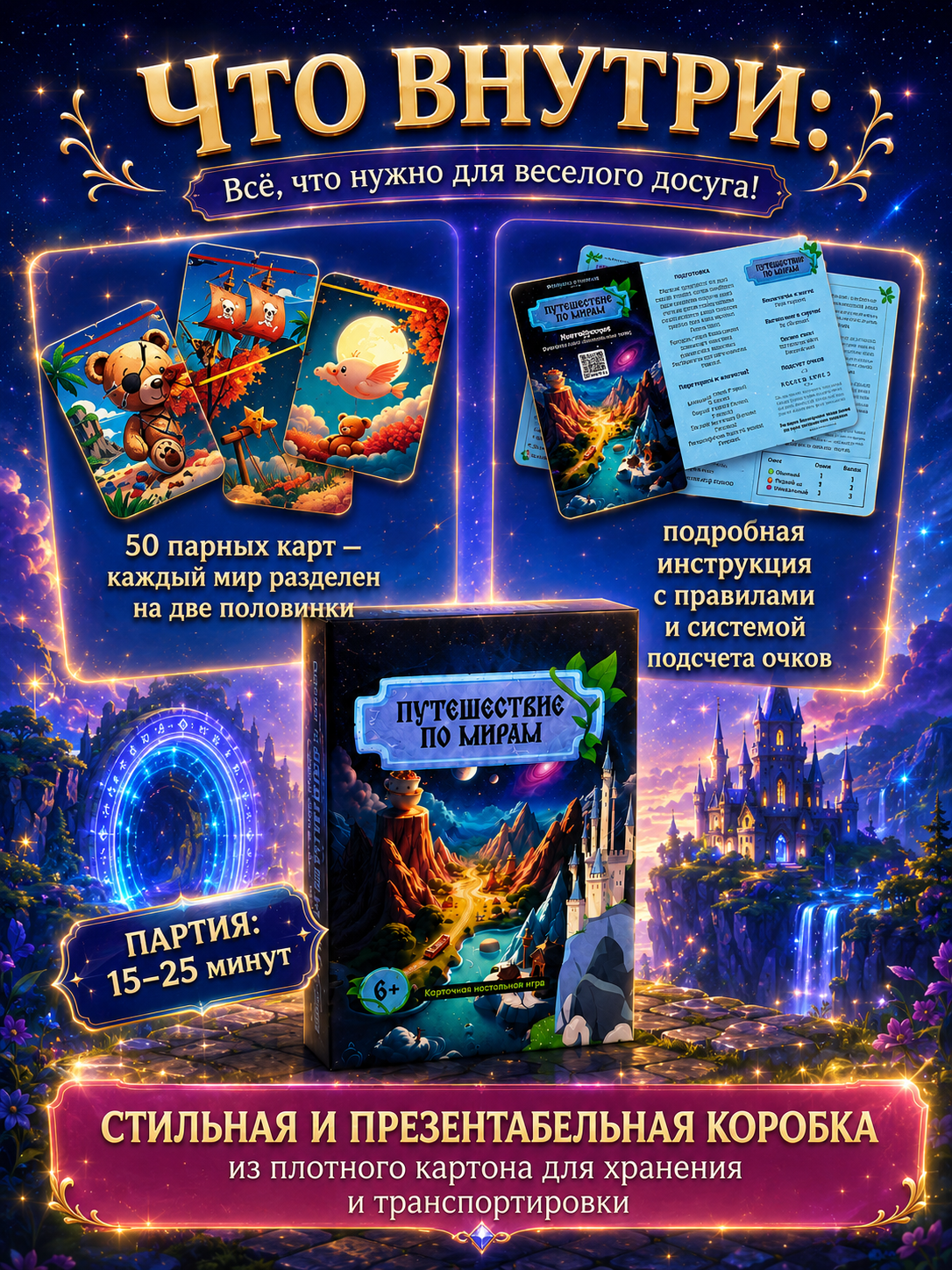 Настольная игра People Like U Мемори Путешествие по мирам 50 карт - фото 2
