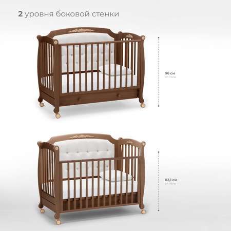 Детская кроватка Nuovita прямоугольная, без маятника (темный орех)