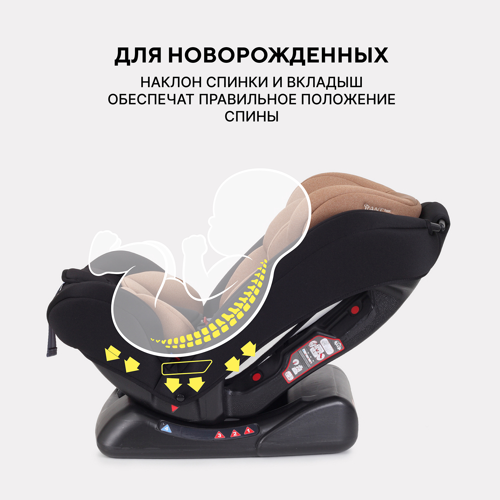 Автокресло Rant Basic Unity 0+/1/2/3 (0-36 кг) бежевый - фото 4