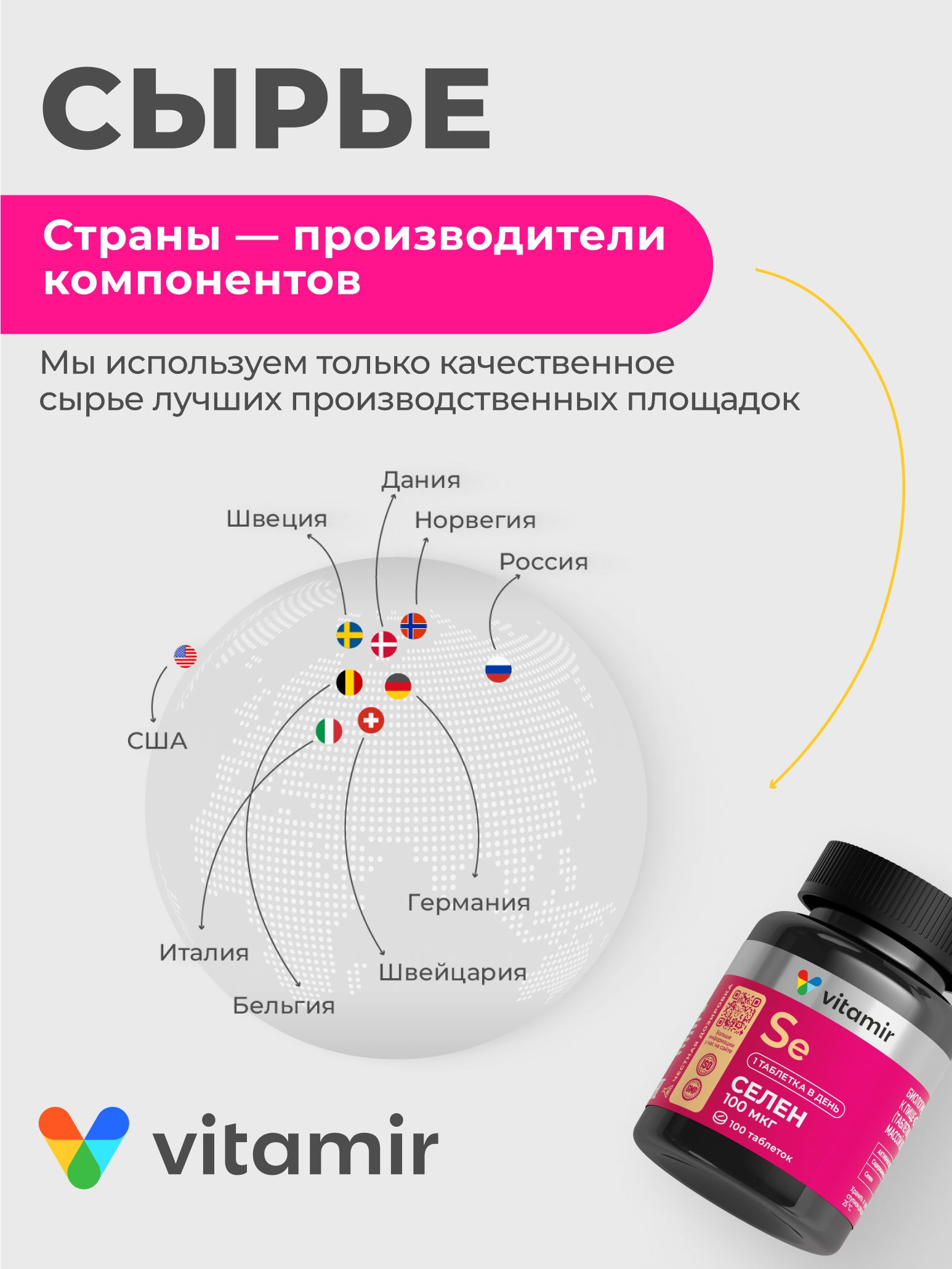 Селен 100 мкг селенометионин VITAMIR антиоксидант для иммунитета кожи и волос 100 таблеток - фото 8