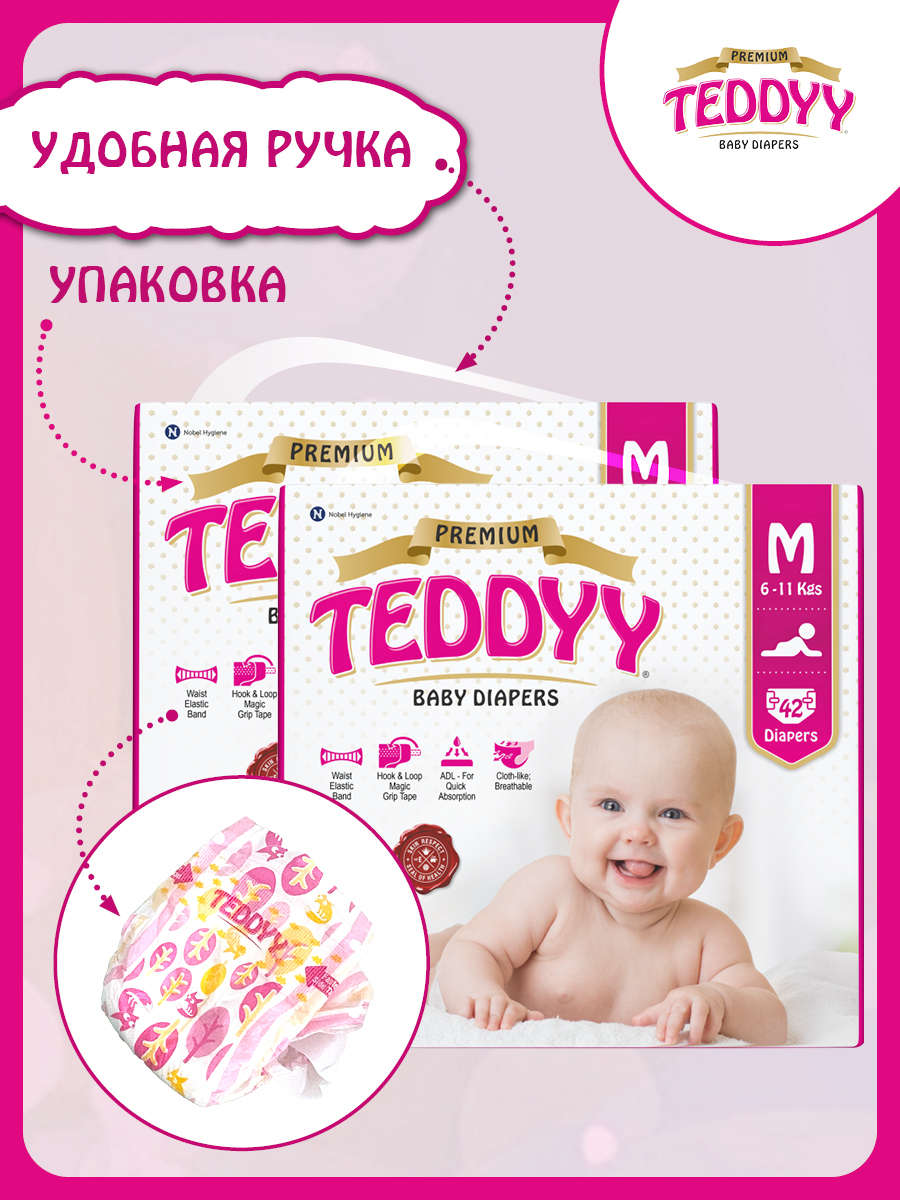 Подгузники Teddy Baby Premium M 84 шт. - фото 2