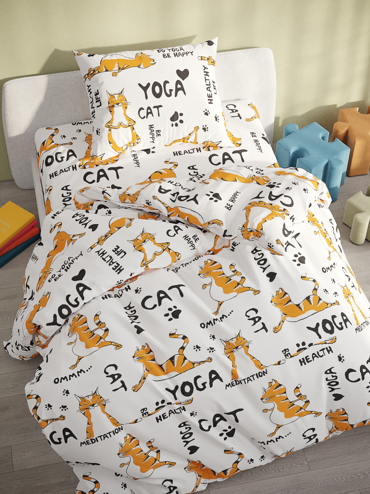 Комплект постельного белья Сказка. Yogacat 1.5-сп - фото 1