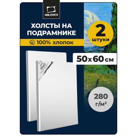 Холст на подрамнике Малевичъ грунтованный 2 шт.