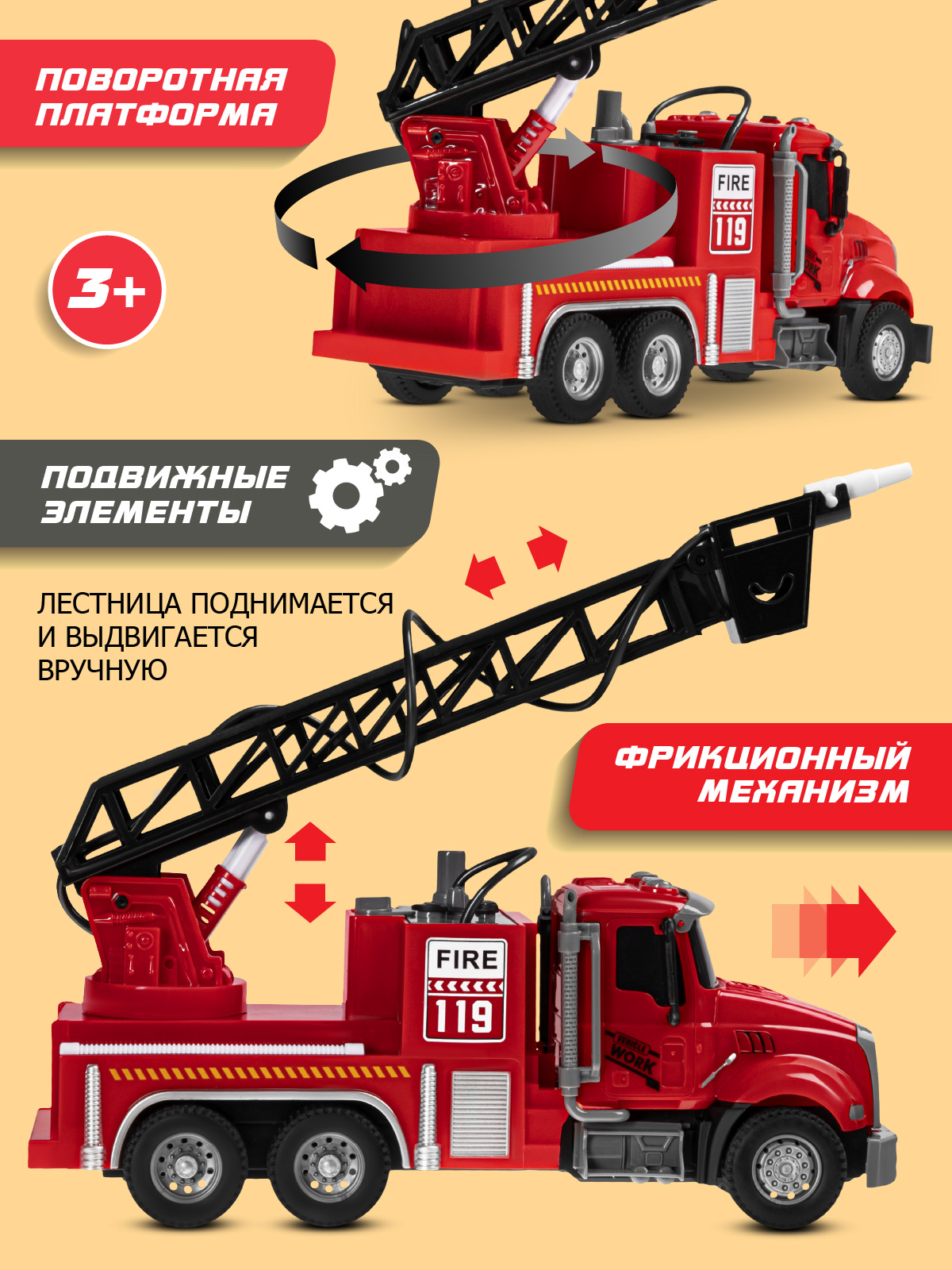 Пожарная машина AUTODRIVE с водой JB0405289 - фото 3