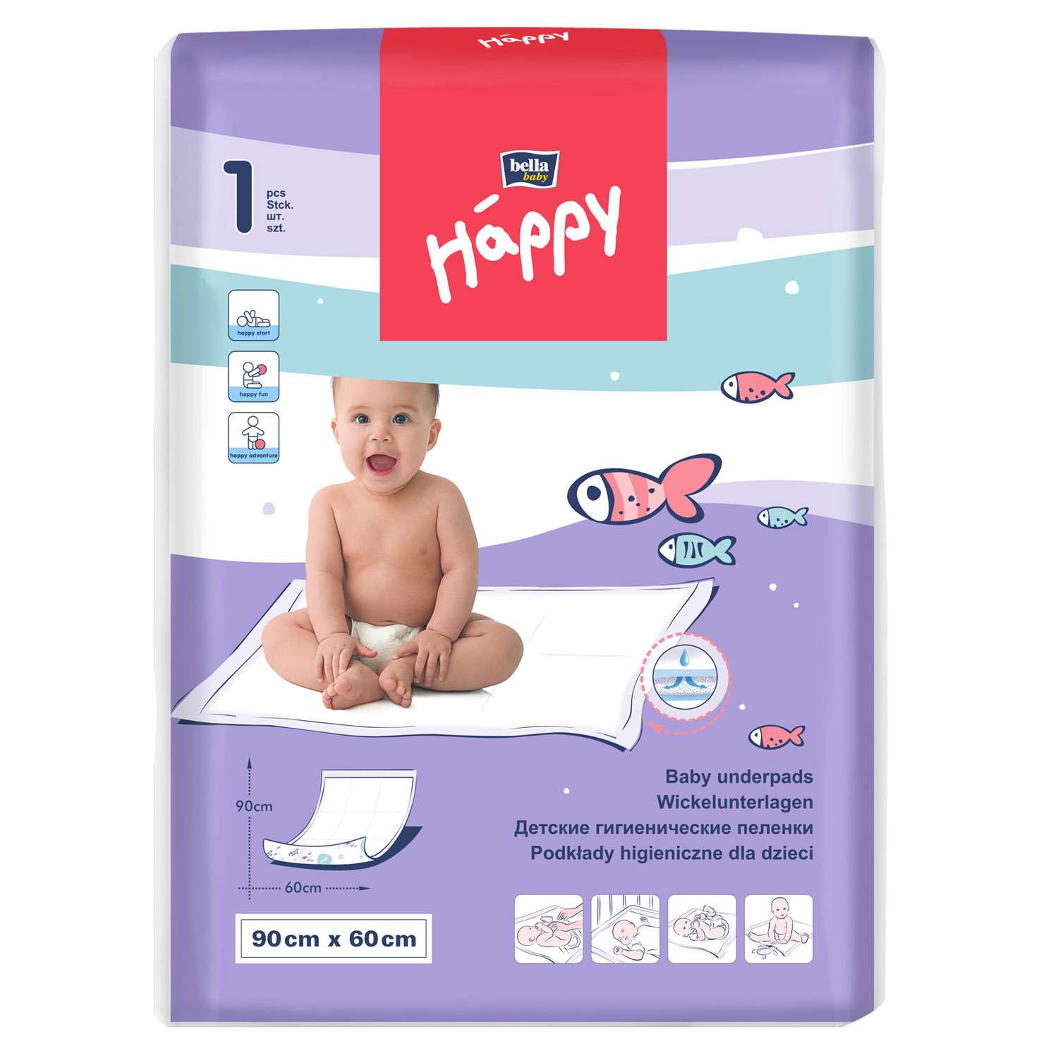 Пелёнки одноразовые Bella baby Happy 60х90 см 1 шт. - фото 1