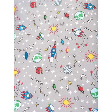 Простынь на резинке Lemony kids Space Серый овальная поплин