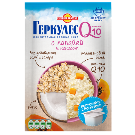Каша овсяная Геркулес Q10 моментс с папайей и кокосом 35г