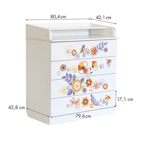 Комод Polini kids Simple 1580 Прогулка Белый