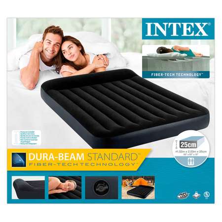 Надувной матрас Intex кровать с подголовником квин 152х203х25 см