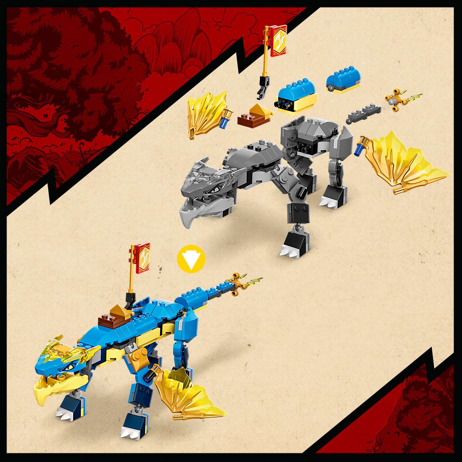 Конструктор LEGO NINJAGO Грозовой дракон ЭВО Джея блочный - фото 4