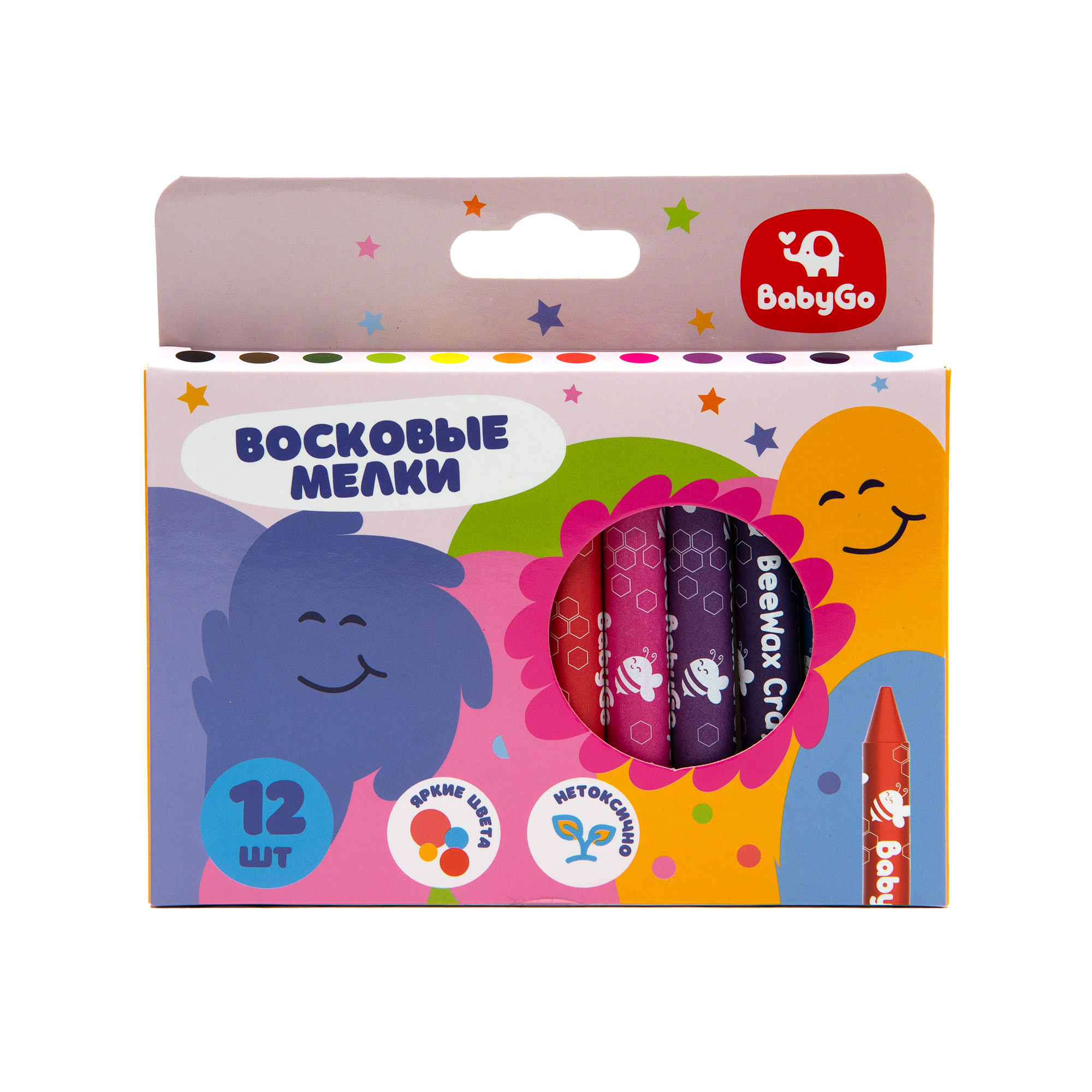 Восковые мелки BabyGo 12 шт. - фото 1