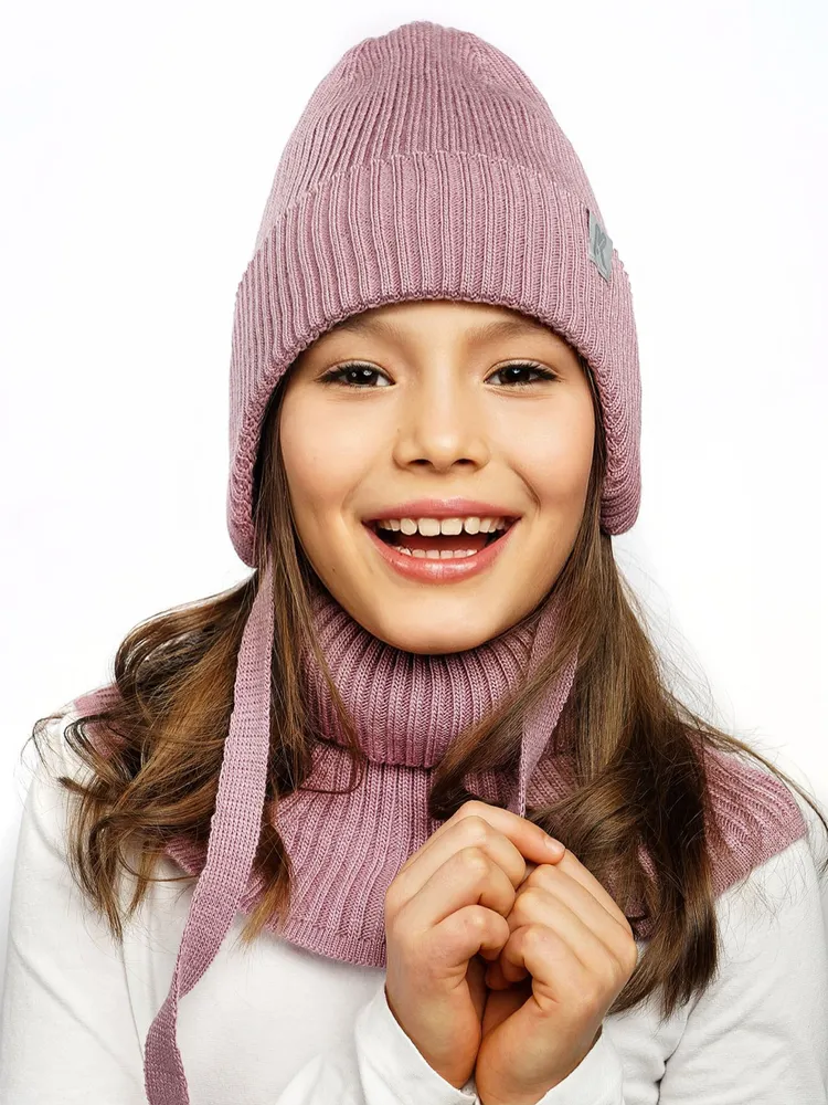 Шапка и снуд ПриКиндер U-Sp232987 Цвет: Темная пудра - фото 11