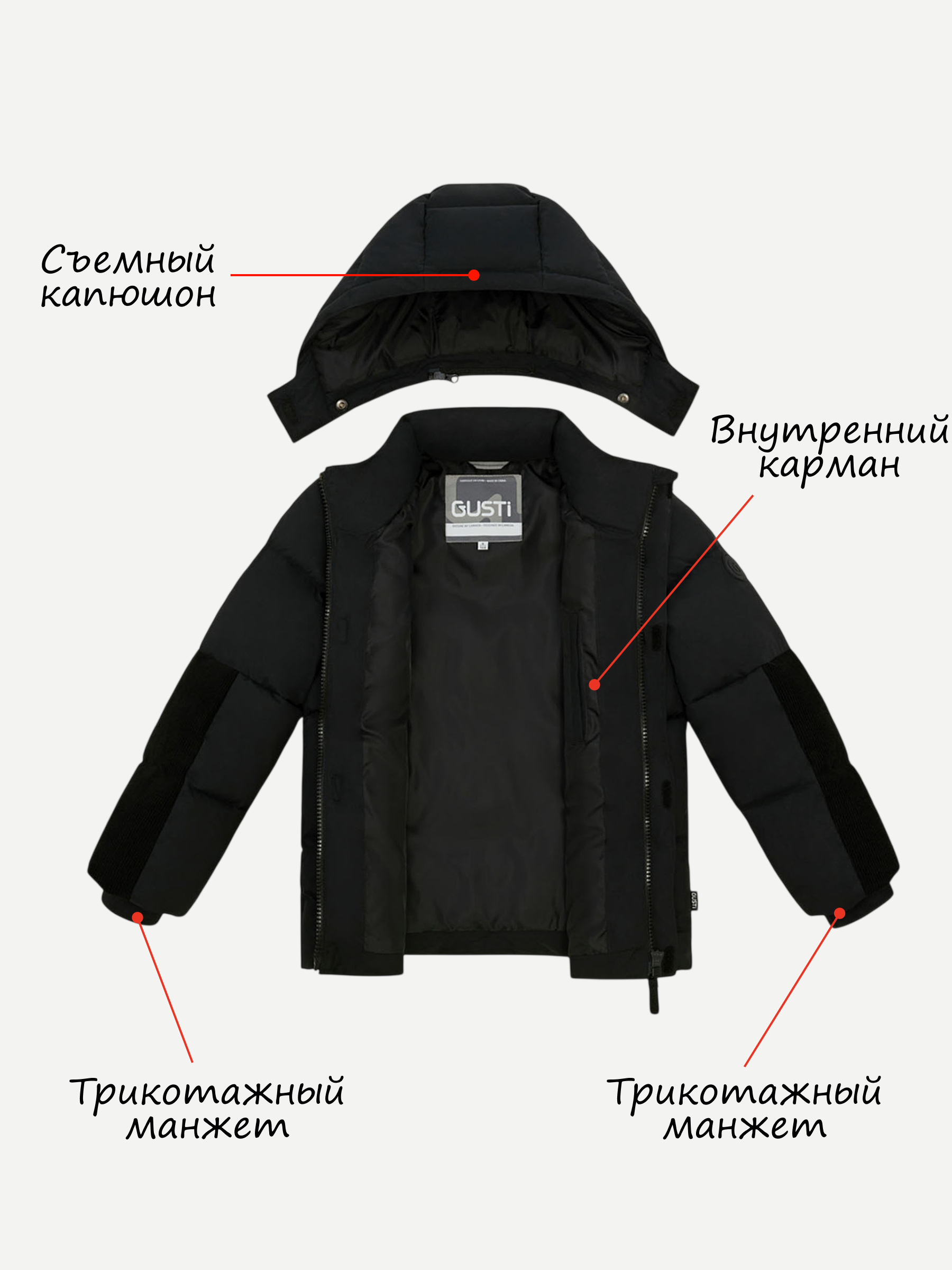 Парка GUSTI GW6BJ171-BLACK - фото 5